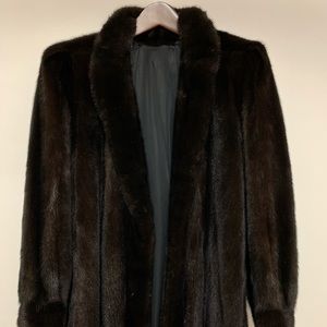 Mink brown mid length coat